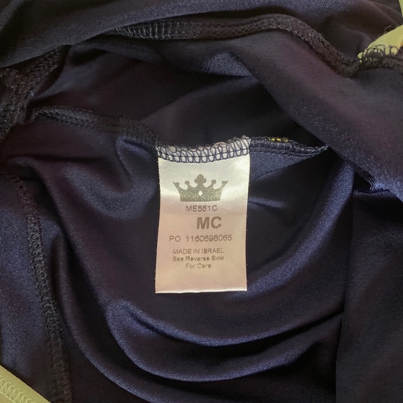 Blue and green leotard with low v-neck - Picture 3 of 3